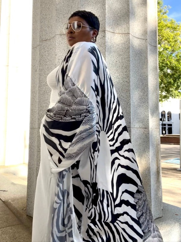 LIBRE Zebra Print | Maxi Kimono